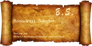 Bossányi Sándor névjegykártya