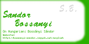 sandor bossanyi business card