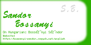 sandor bossanyi business card